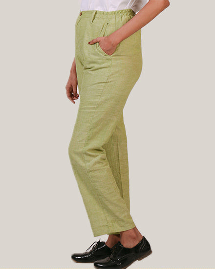 Women's Orange and Grey Khadi Cotton high waisted trousers – Khadivas